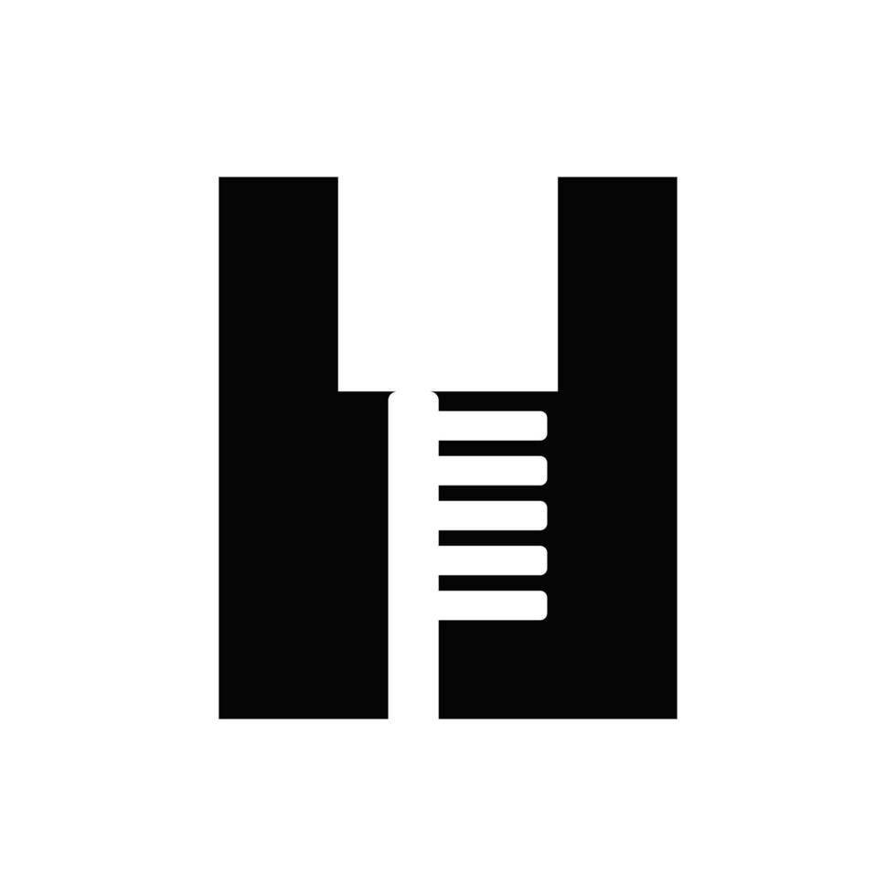 första brev h dental logotyp kombinera med tand borsta symbol mall vektor