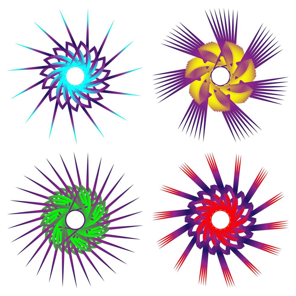 abstrakt uppsättning fraktal cirkulär spiral färgglada vektor