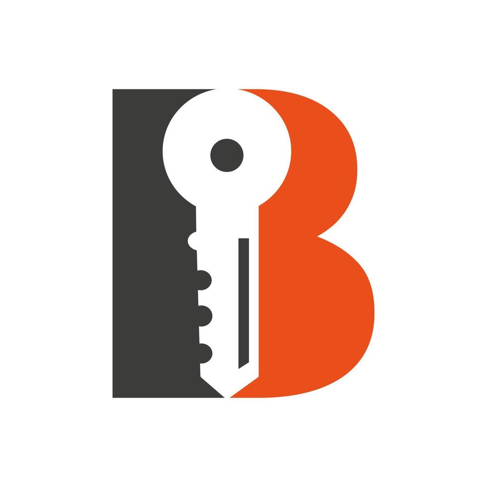 brev b nyckel logotyp kombinera med hus skåp nyckel för verklig egendom och hus uthyrning symbol vektor mall