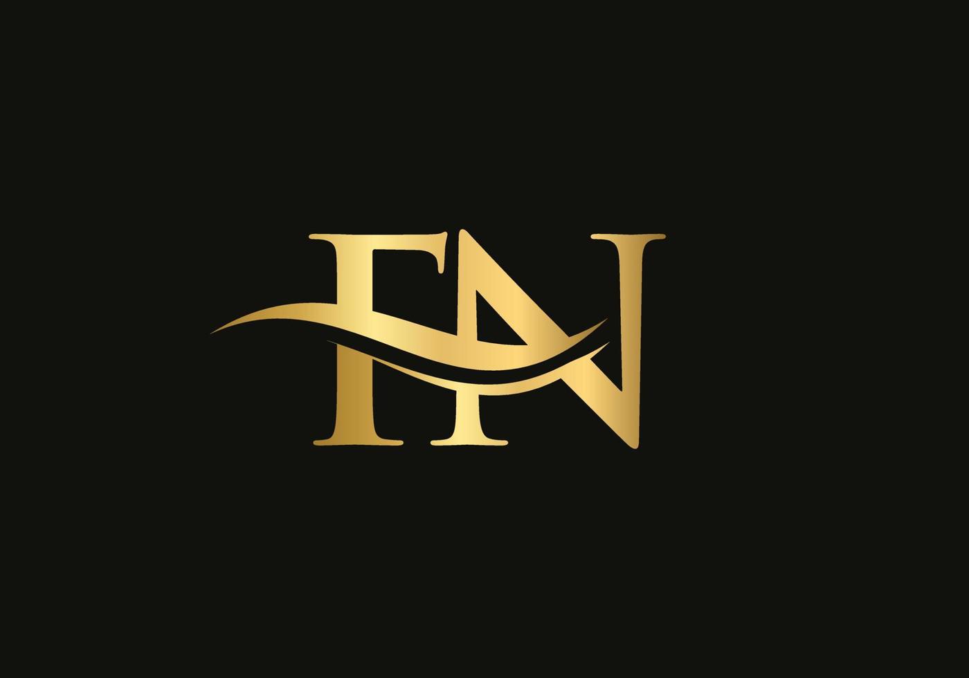 fn-Brief-Logo-Design. Premium-Buchstabe fn-Logo-Design mit Wasserwellenkonzept vektor