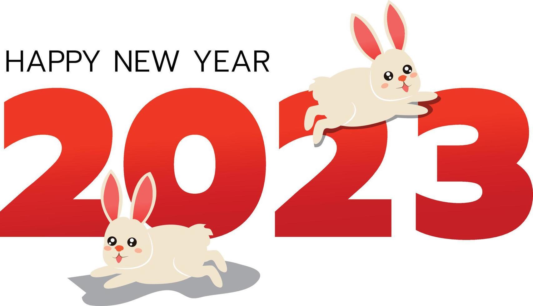 frohes chinesisches neujahr 2023, jahr des kaninchens, frohes neues jahr illustration für plakate, karten, kalender, schilder, banner, website, öffentlichkeitsarbeit und andere designs vektor