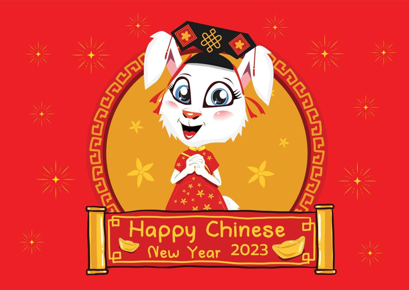 frohes chinesisches neujahr 2023, jahr des kaninchens, frohes neues jahr illustration für plakate, karten, kalender, schilder, banner, website, öffentlichkeitsarbeit und andere designs vektor