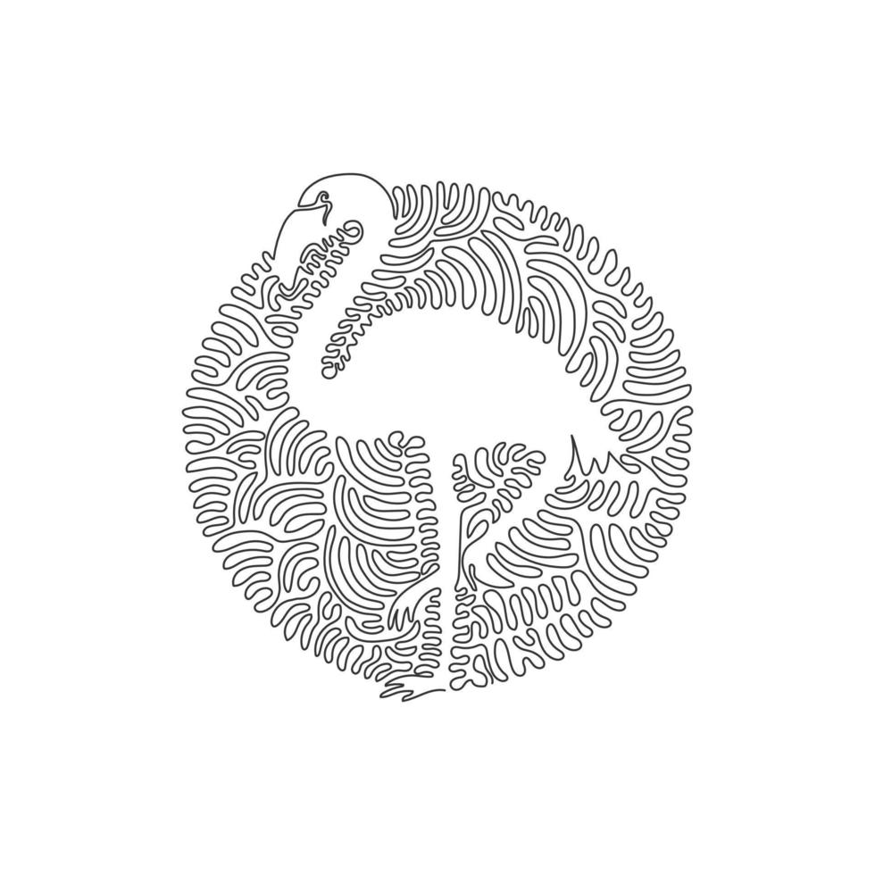 kontinuerlig ett kurva linje teckning abstrakt konst. flamingo som visar av hans elegant, lång ben. enda linje redigerbar stroke vektor illustration av förtjusande flamingo för logotyp, vägg dekor, boho affisch