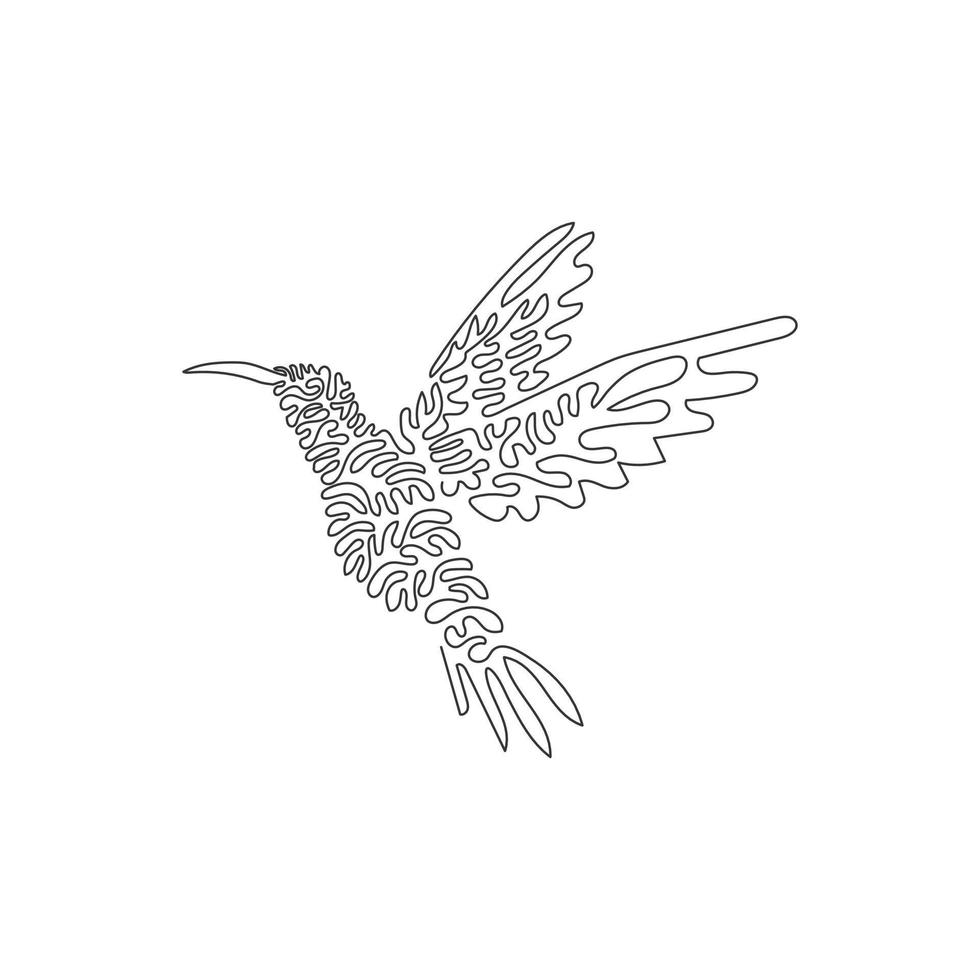 durchgehende kurve eine strichzeichnung abstrakte kunst. entzückender fliegender Kolibri. Einzeilige editierbare Strichvektorillustration des niedlichen Kolibris für Logo, Wanddekoration und Posterdruckdekoration vektor