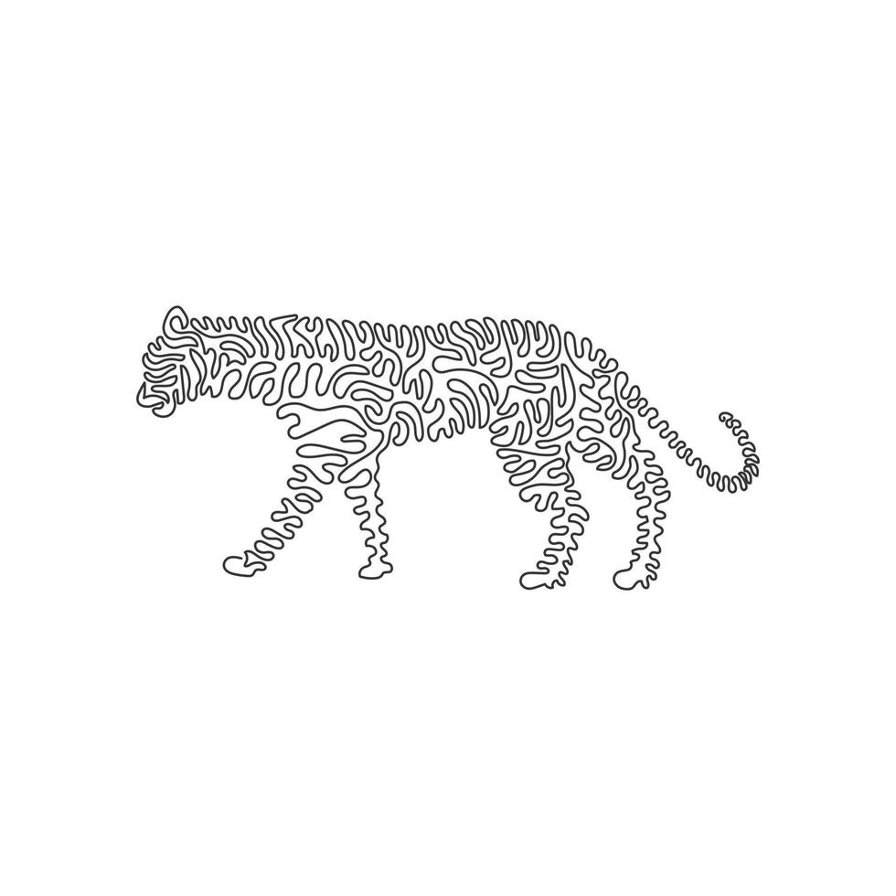 einzelne einstrichzeichnung abstrakte kunst. der Panther zum Sprung bereit. ununterbrochene Linie zeichnen Grafikdesign-Vektorillustration des gruseligen Panthers für Ikone, Symbol, Firmenlogo, Plakatwanddekor vektor