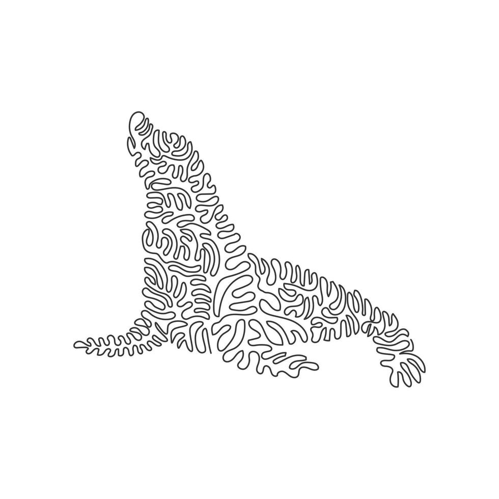kontinuerlig kurva ett linje teckning av söt Sammanträde hav lejon kurva abstrakt konst. enda linje redigerbar stroke vektor illustration av lång simfötter hav lejon för logotyp, vägg dekor, affisch skriva ut dekoration