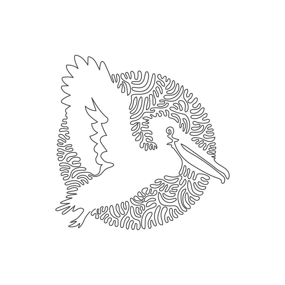 Single Strudel kontinuierliche Strichzeichnung abstrakte Kunst. die elastischen Kehlbeutel Pelikan. ununterbrochene linie zeichnen grafikdesign vektorillustration stil von pelikanen haben lange schnäbel für symbol, symbol, zeichen vektor