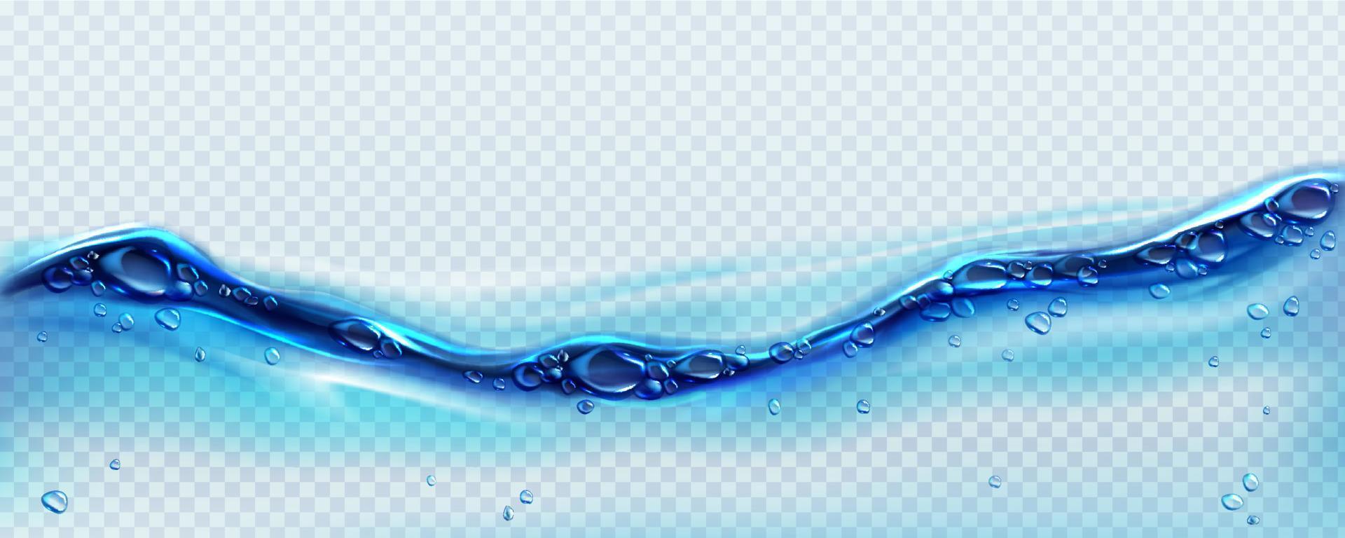 blå rena vatten Vinka med bubblor och droppar vektor