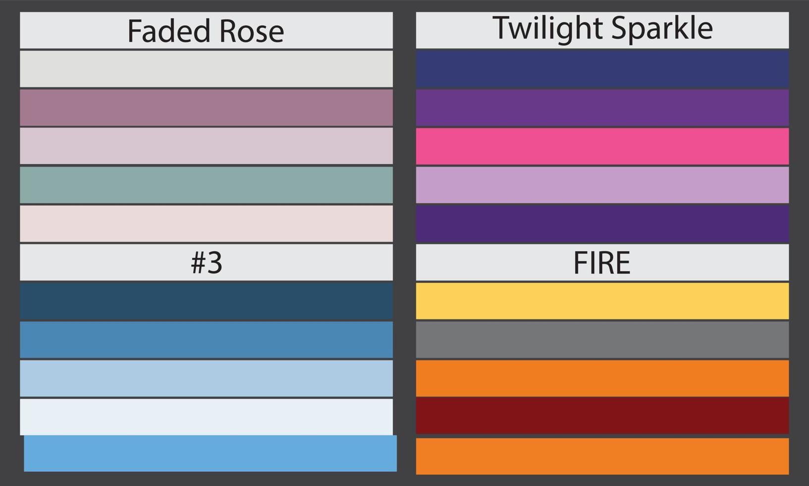 Farbpaletten Eine Farbpalette ist eine Reihe von Farben, die in einem Design- oder visuellen Projekt verwendet werden. Diese Farben wurden sorgfältig ausgewählt, um ein zusammenhängendes und optisch ansprechendes Design zu schaffen. vektor