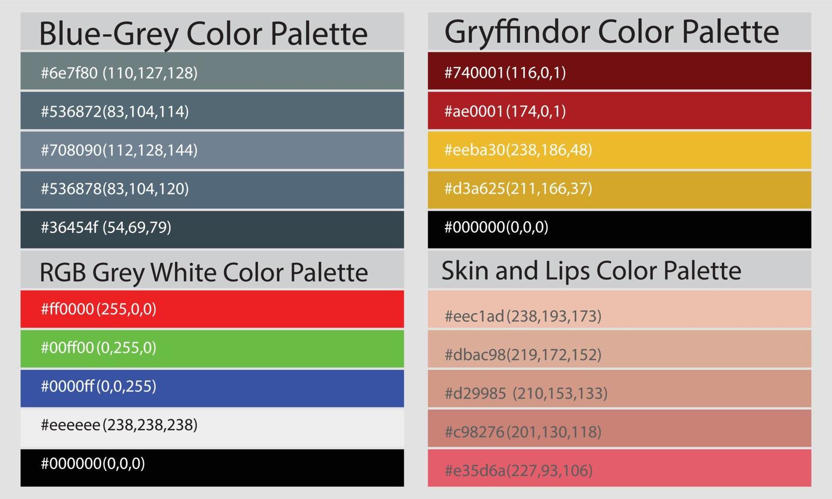 Farbpaletten Eine Farbpalette ist eine Reihe von Farben, die in einem Design- oder visuellen Projekt verwendet werden. Diese Farben wurden sorgfältig ausgewählt, um ein zusammenhängendes und optisch ansprechendes Design zu schaffen. vektor