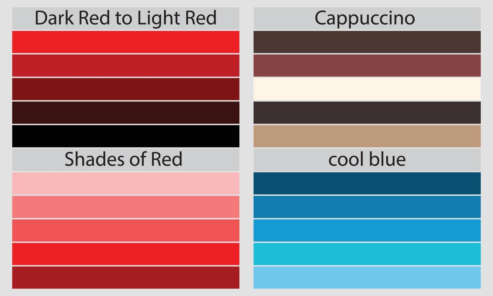 Farbpaletten Eine Farbpalette ist eine Reihe von Farben, die in einem Design- oder visuellen Projekt verwendet werden. Diese Farben wurden sorgfältig ausgewählt, um ein zusammenhängendes und optisch ansprechendes Design zu schaffen. vektor