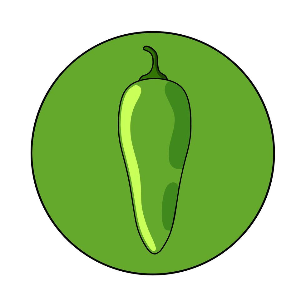 jalapeno peppar. kryddad grön chili. mexikansk mat. isolerat tecknad serie illustration. vektor