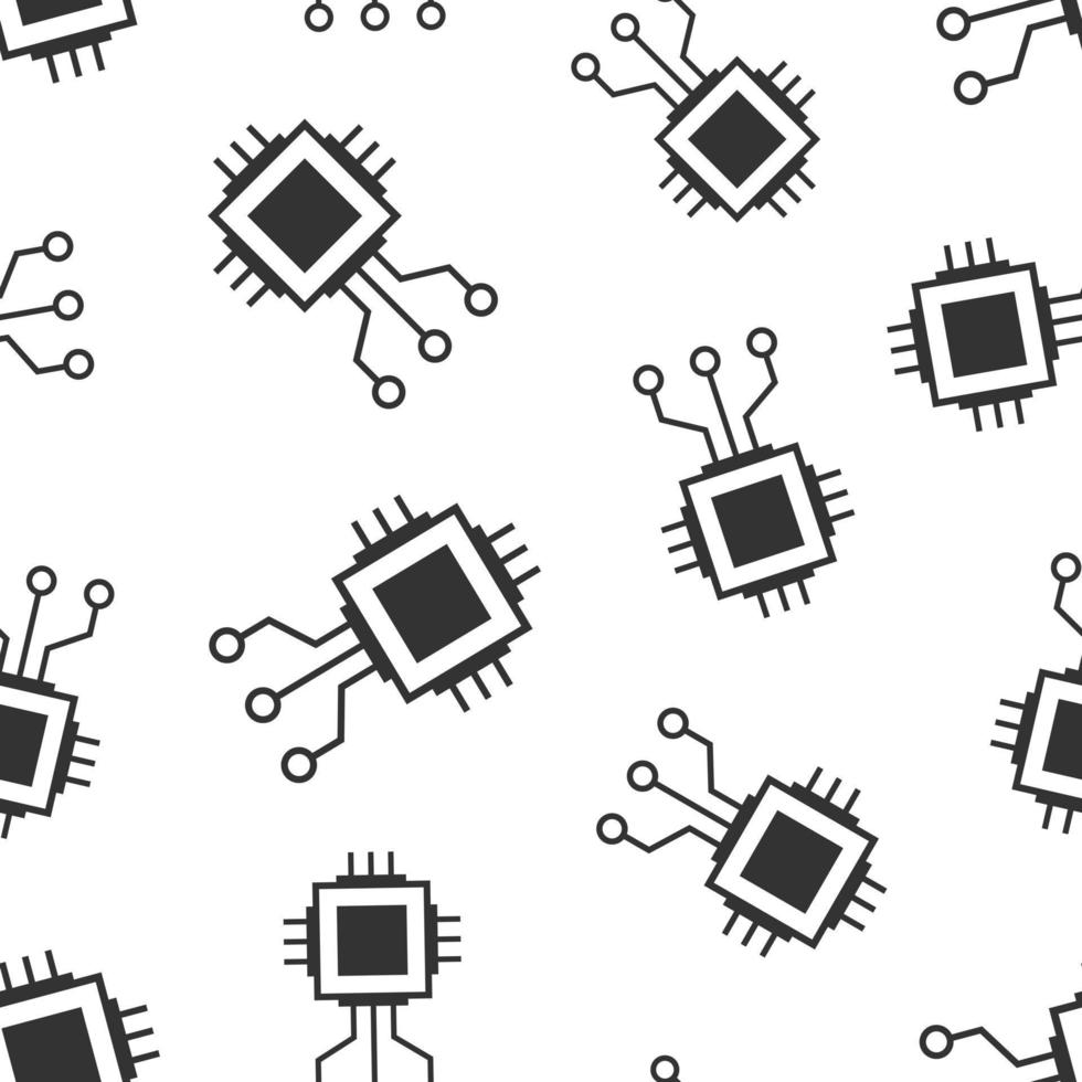 Computer-Chip-Symbol im flachen Stil. Leiterplatten-Vektorillustration auf weißem, isoliertem Hintergrund. CPU-Prozessor Musterdesign Geschäftskonzept. vektor