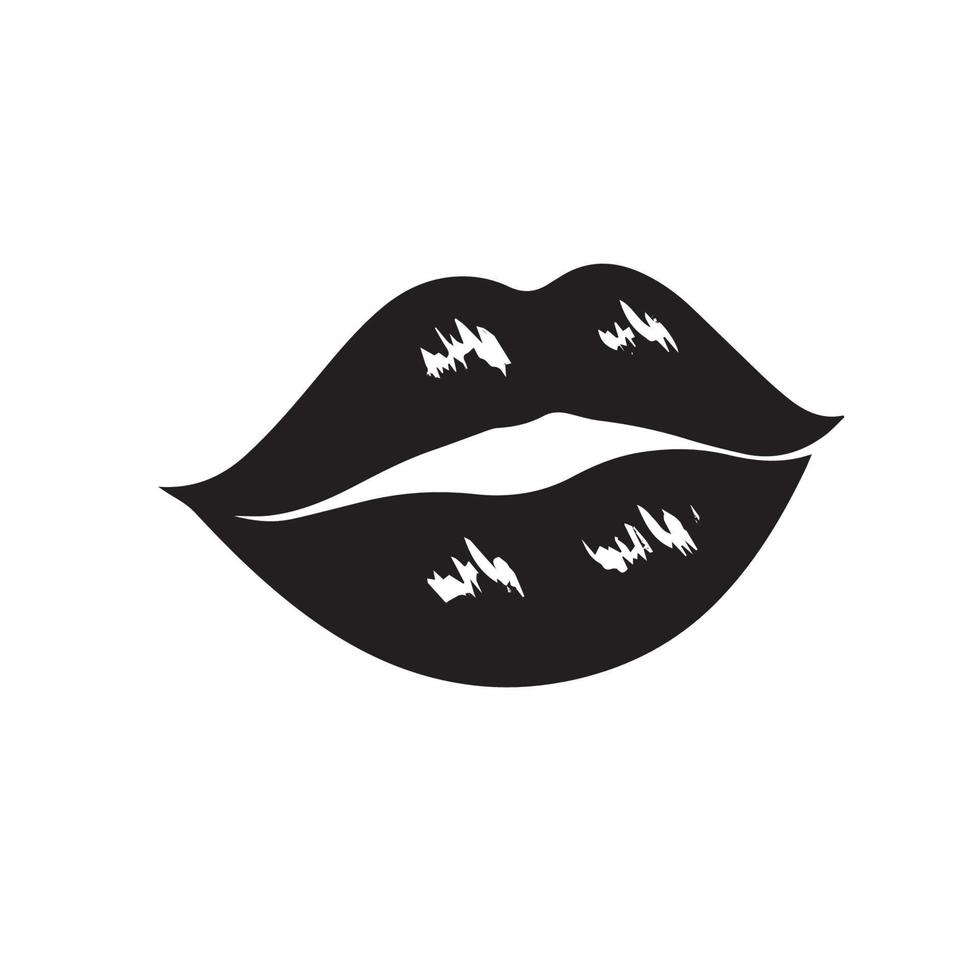 Lippen Schwarz-Weiß-Vektorsymbol. Minimales modernes Beauty-Logo. sauberer, isolierter Geschmack der Liebe. vektor