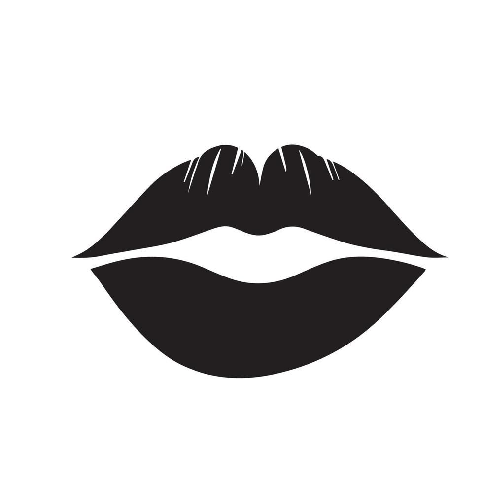 Lippen Schwarz-Weiß-Vektorsymbol. Minimales modernes Beauty-Logo. sauberer, isolierter Geschmack der Liebe. vektor