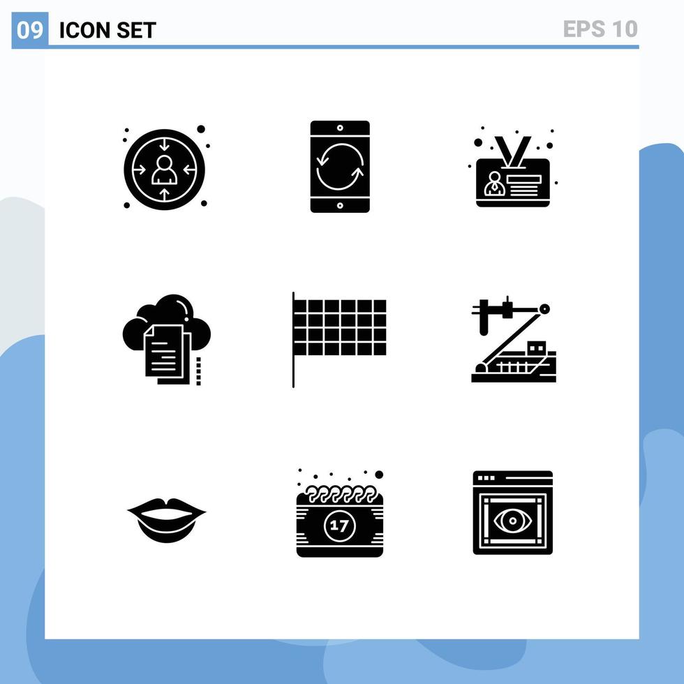 solides Glyphenpaket mit 9 universellen Symbolen von Flag Cloud Mobile Copy Data editierbare Vektordesign-Elemente vektor