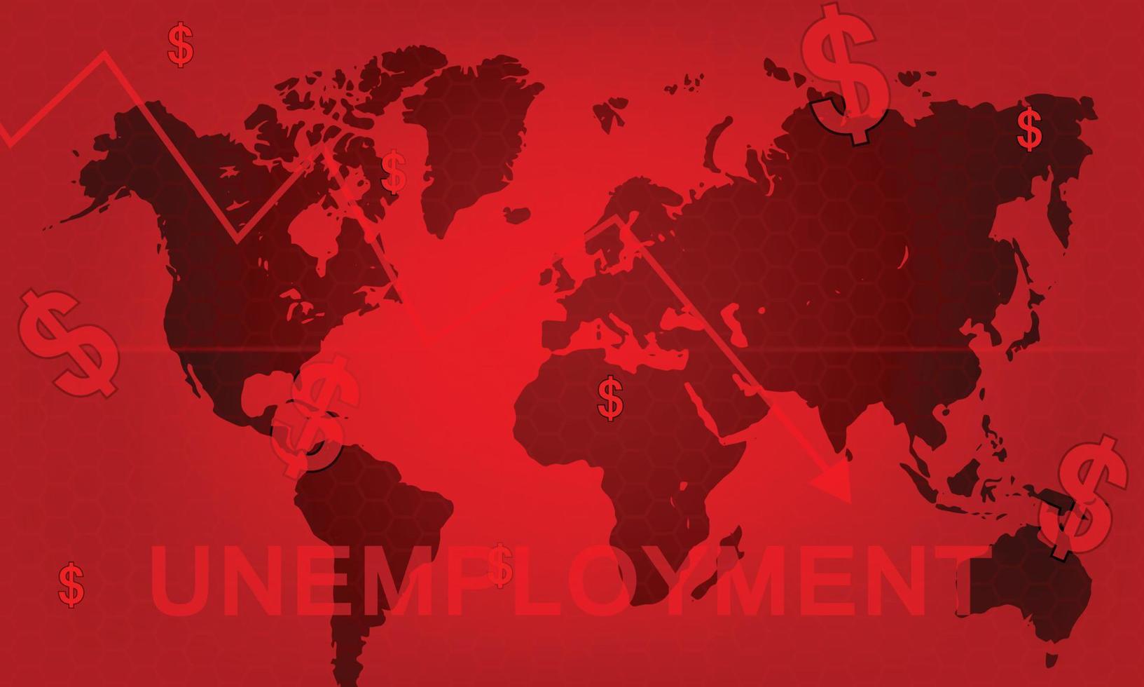 abstrakte Weltkarte Arbeitslosigkeit Hintergrundkonzept vektor