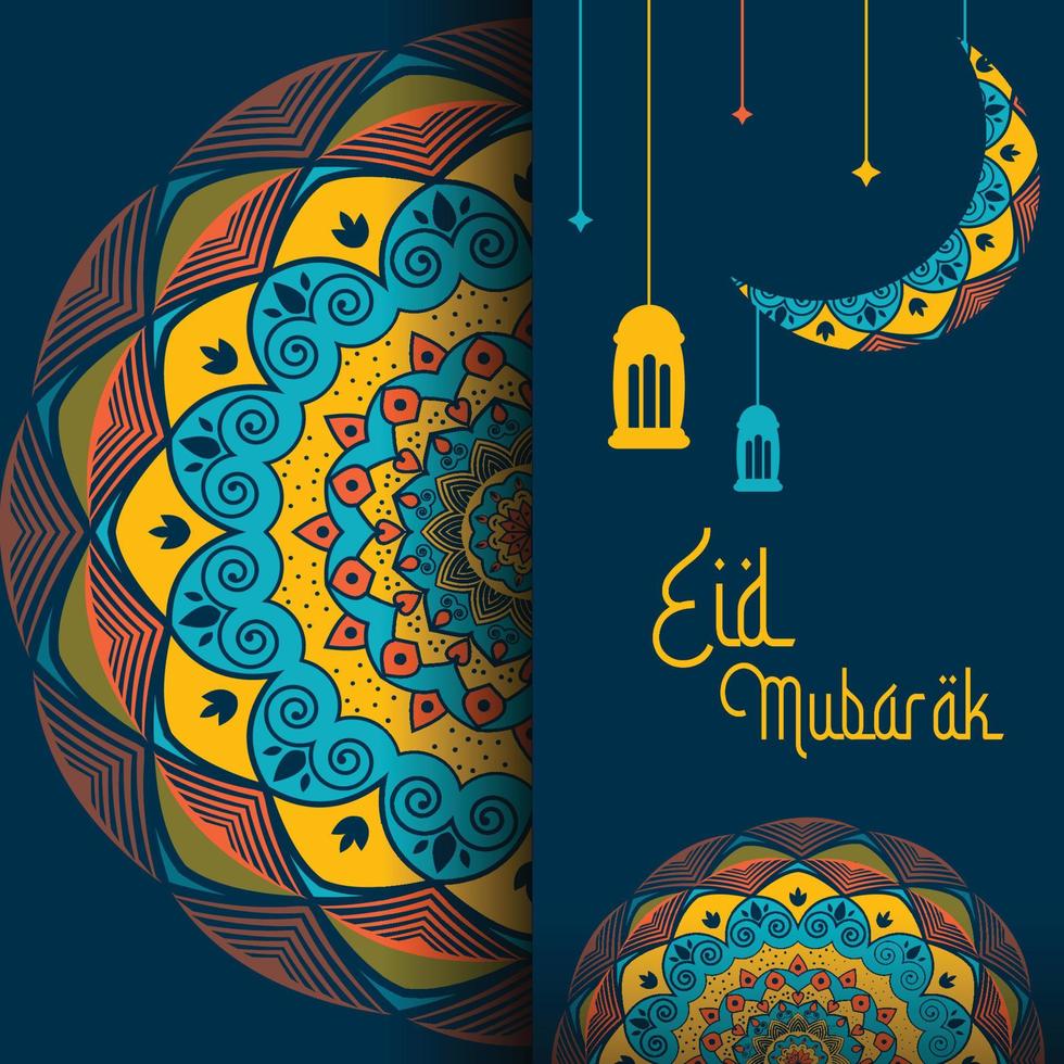 buntes mandala eid mubarak plakatvektordesign vektor