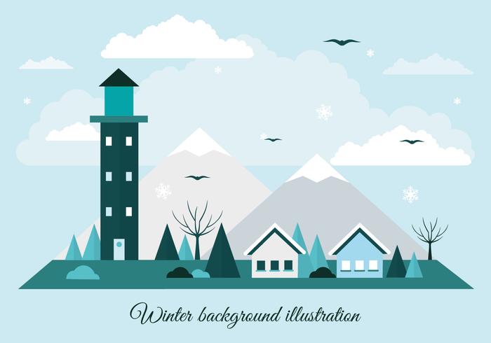 Kostenlose Wohnung Design Vector Winterlandschaft