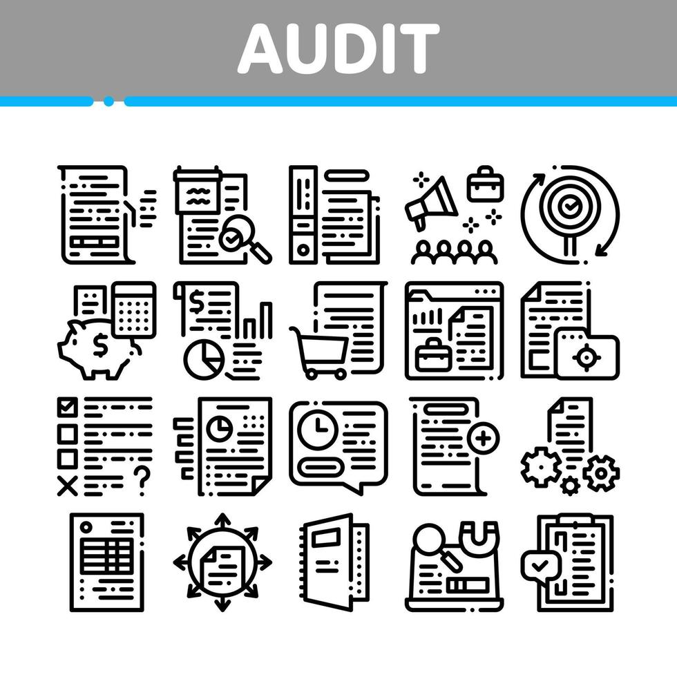 Audit-Finanzbericht-Sammlungsikonen stellten Vektor ein