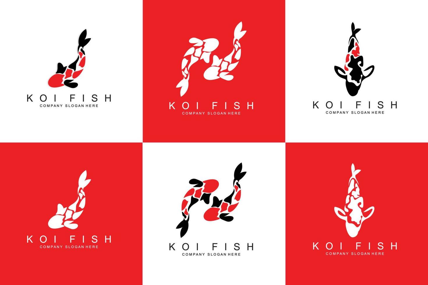 Koi-Fisch-Logo-Design, Zierfisch-Vektor, Aquarium-Ornament-Illustration Markenprodukt vektor