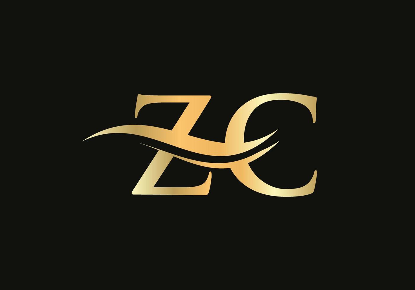 anfänglicher goldbuchstabe zc-logo-design. zc-Logo-Design mit modernem Trend vektor