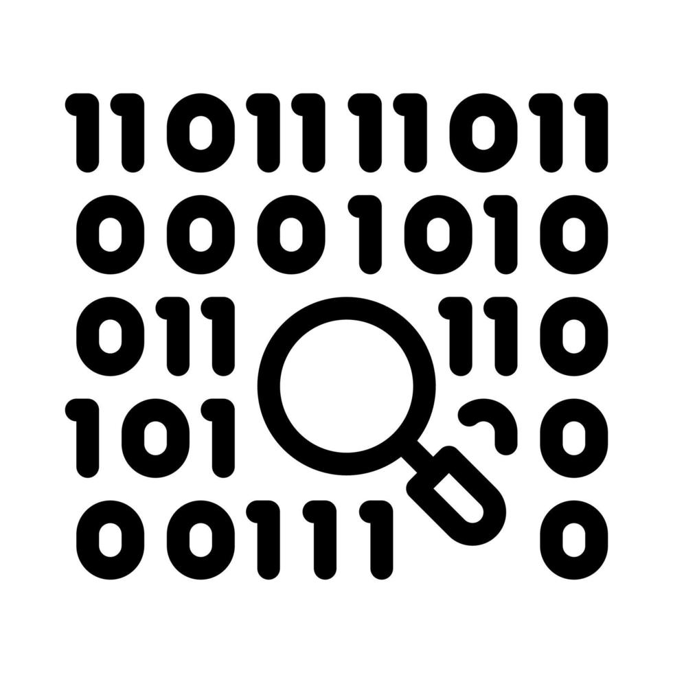 forschung binärcode symbol vektor umriss illustration