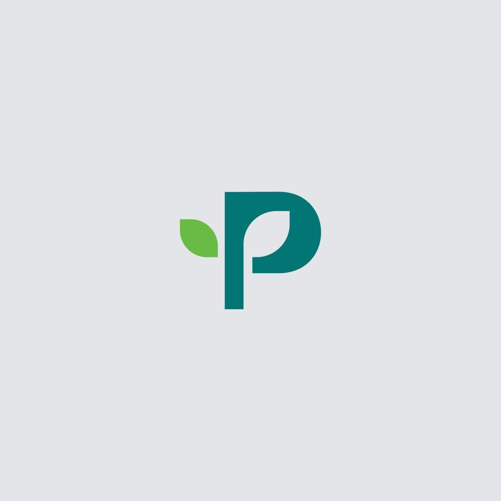brev p för växter. natur och växt tema logotyp vektor