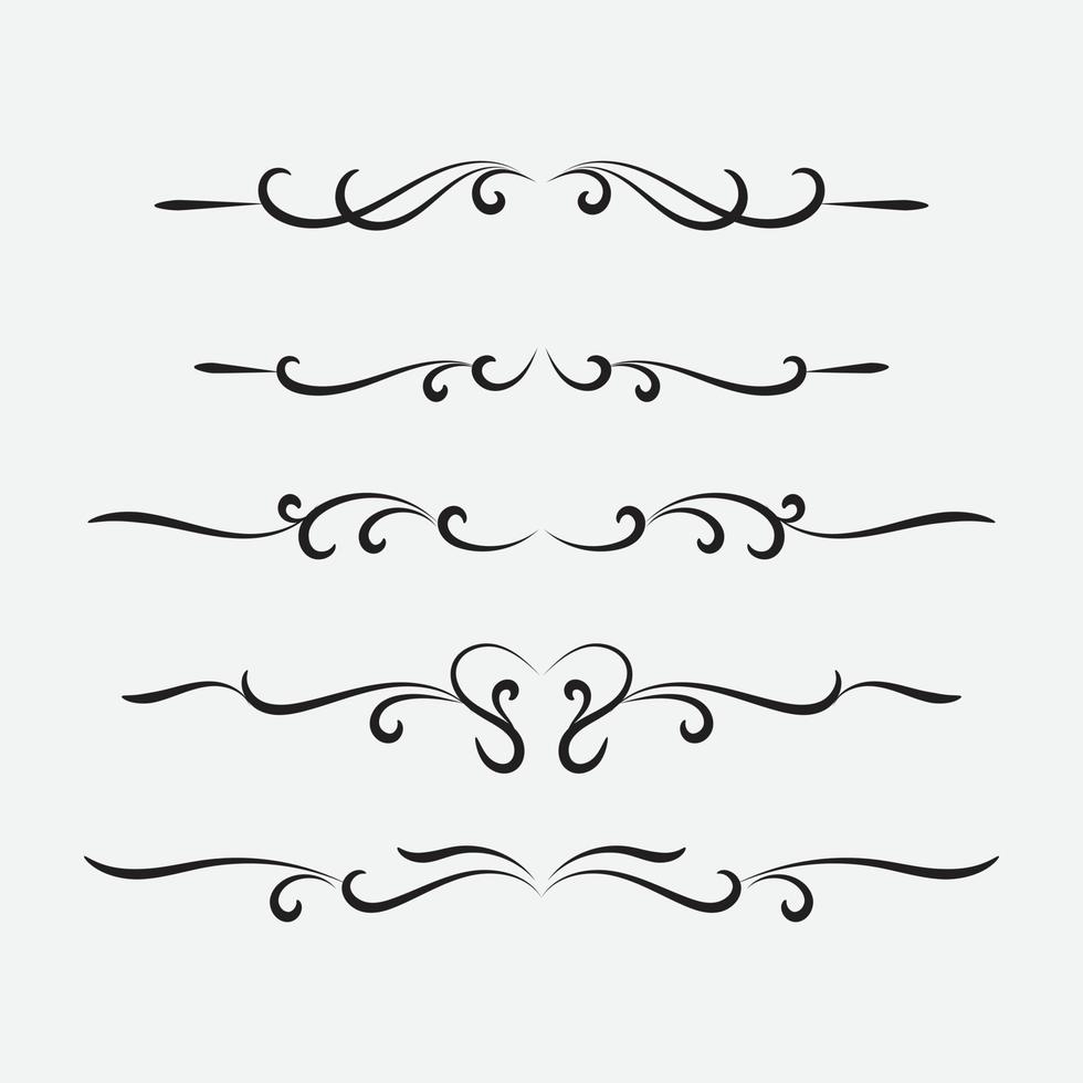 Satz von dekorativen filigranen Schnörkeln und dünnen Trennwänden. klassische Vintage-Elemente, Vektorillustration vektor