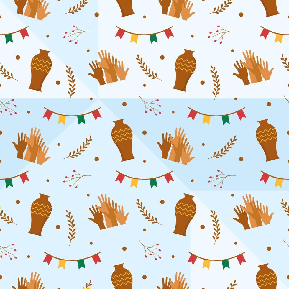 nahtloses Muster des schwarzen Geschichtsmonats des Afroamerikanerfeiertags in der flachen Designillustration der gezeichneten Karikatur der Schablone Hand Hand vektor