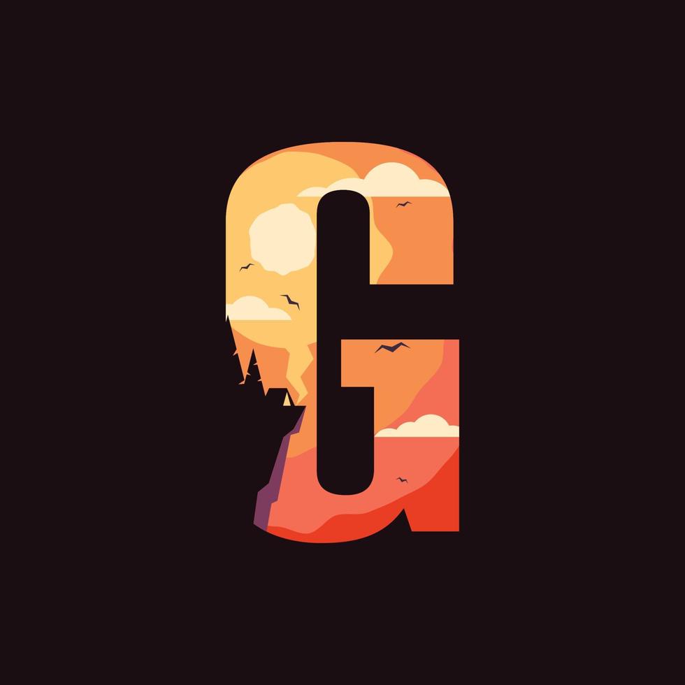 alfabet g utomhus- logotyp vektor