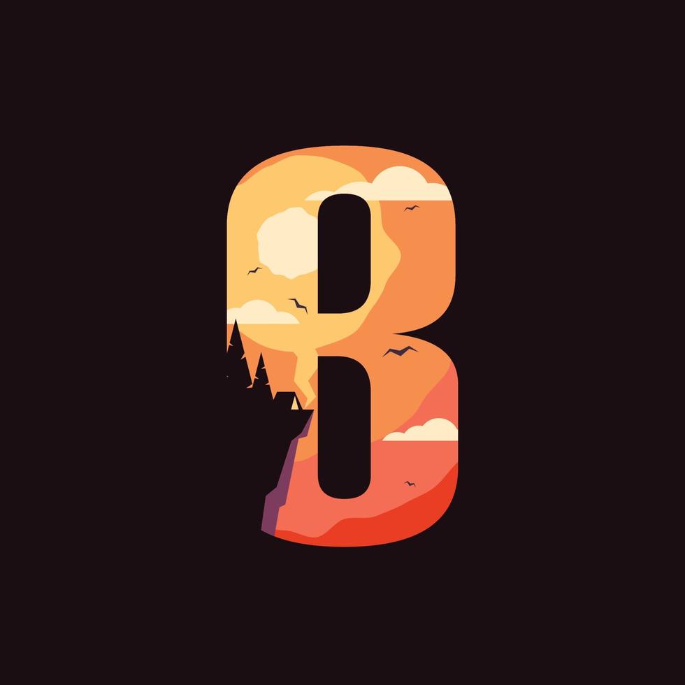 alfabet b utomhus- logotyp vektor