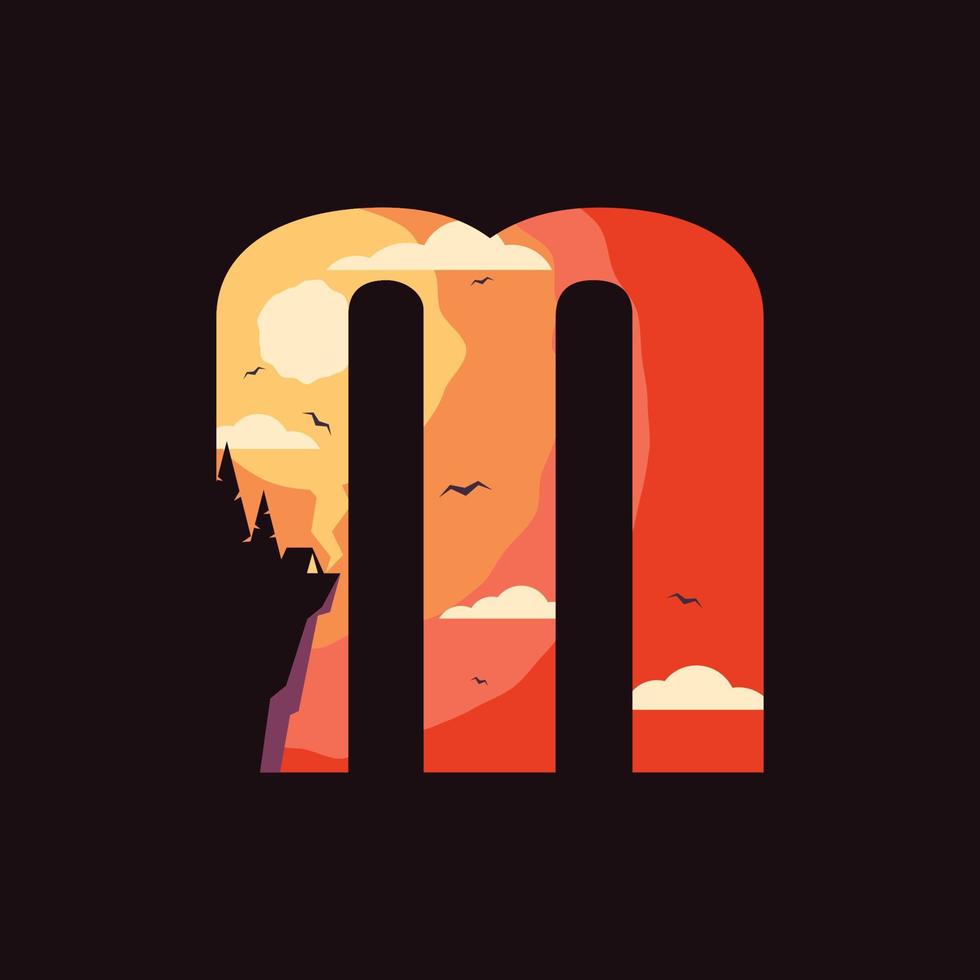 alfabet m utomhus- logotyp vektor