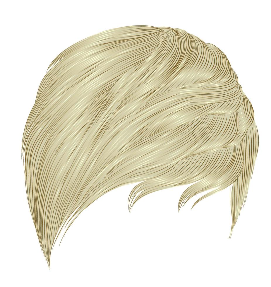 trendig kvinna kort hårstrån blond färger . frans . mode skönhet stil . realistisk 3d . vektor