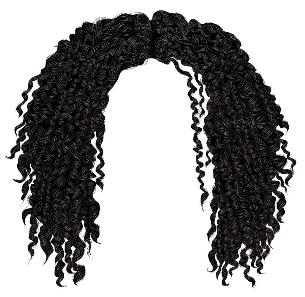trendig lockigt rufsig afrikansk svart hår . vektor