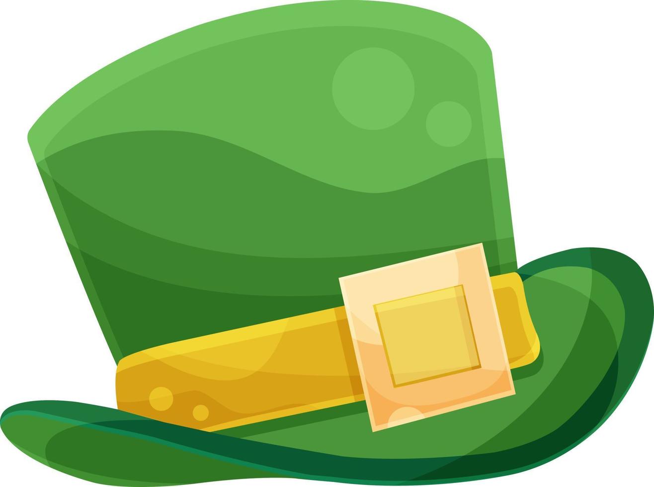 vektor ClipArt hatt, st. patricks dag Semester symbol, grön topp hatt med guld bricka, Nej bakgrund