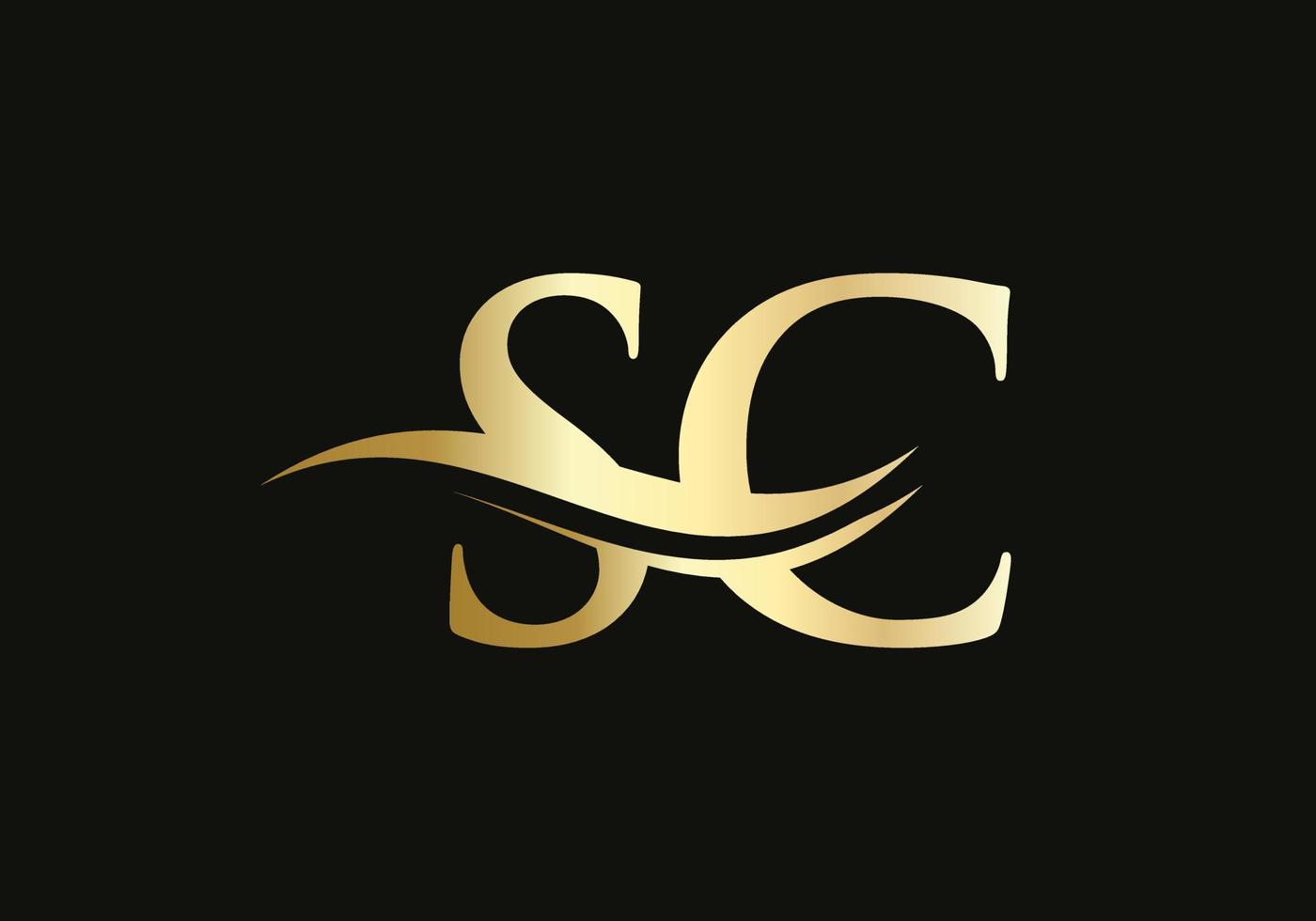 anfängliches goldbuchstabe-sc-logo-design. sc-Logo-Design mit modernem Trend vektor