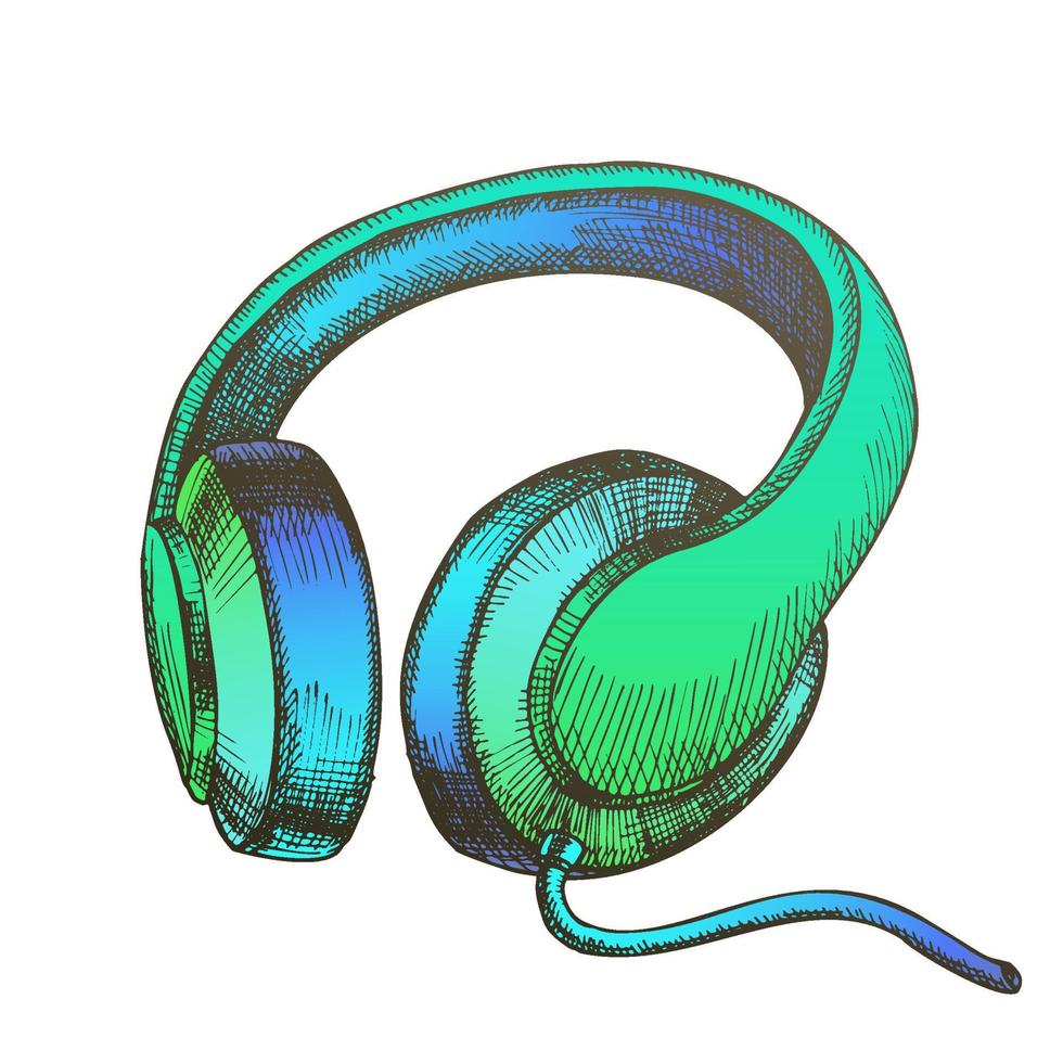 Färg lyssnande audio enhet kabel- hörlurar vektor