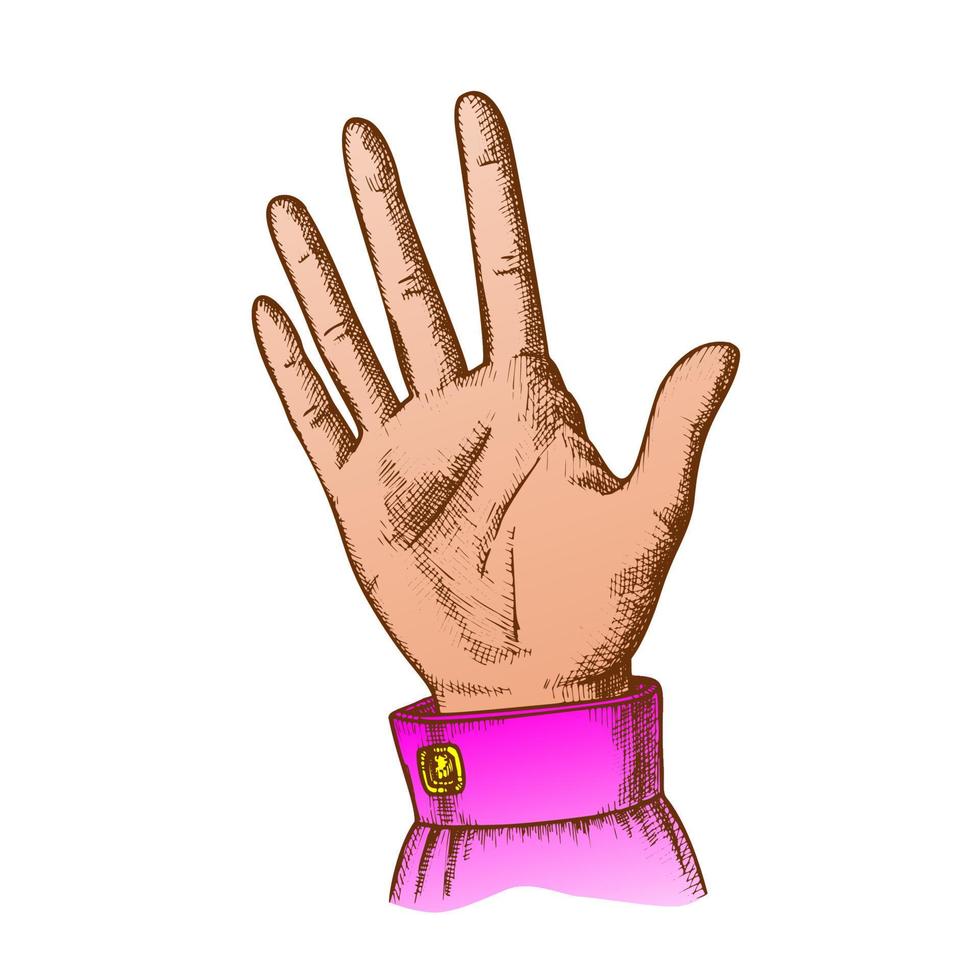 Färg kvinna hand göra gest fem fingrar upp vektor