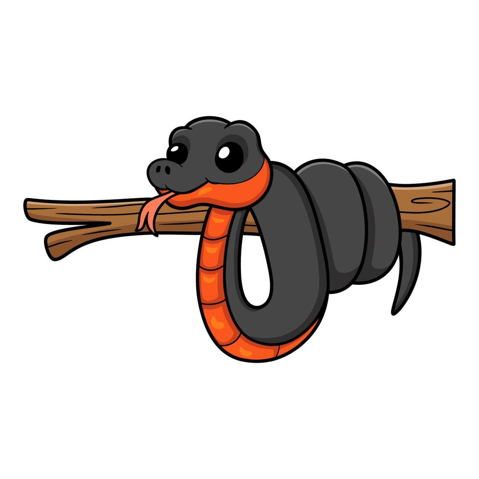 niedlicher Copperbelly-Wasserschlangen-Cartoon auf Ast vektor
