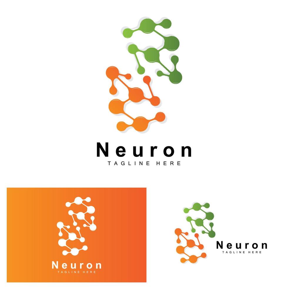 neuron logo design vektor nervenzelle illustration molekulare dna gesundheitsmarke