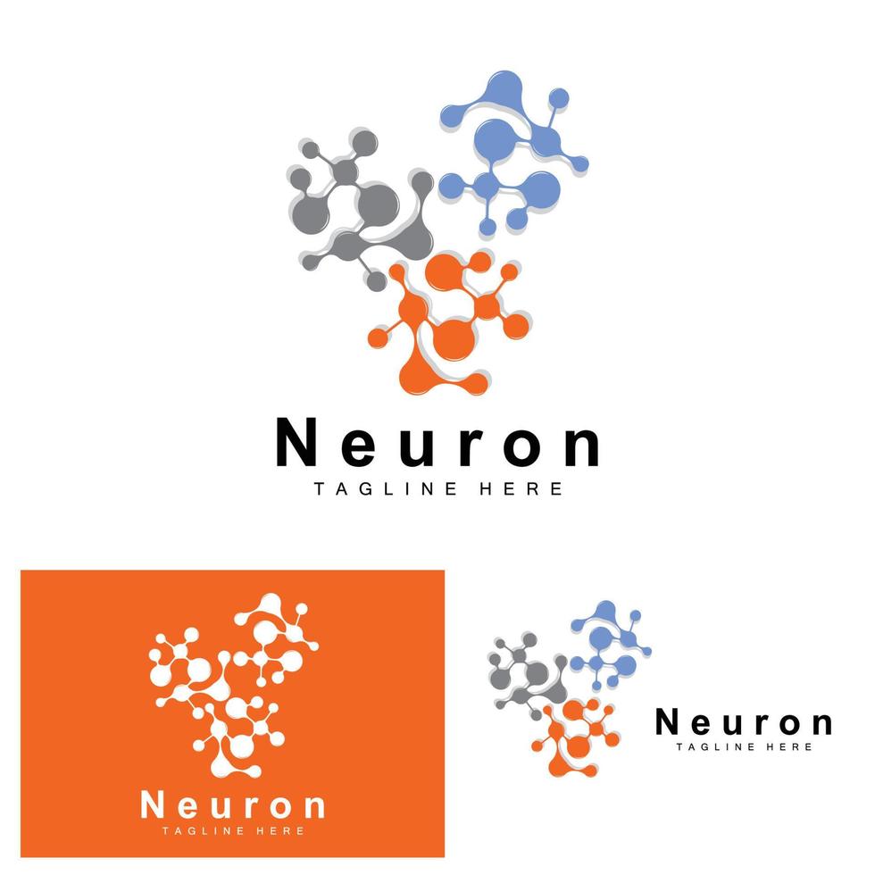 neuron logo design vektor nervenzelle illustration molekulare dna gesundheitsmarke