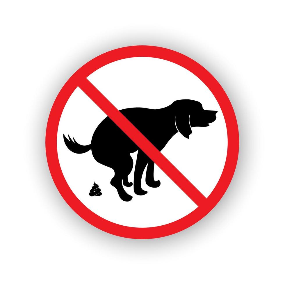 kein Hundehaufen-Schild-Symbol. kacken ist verboten. informationen für hundebesitzer rotes rundes schild. isolierte Vektorillustration. vektor