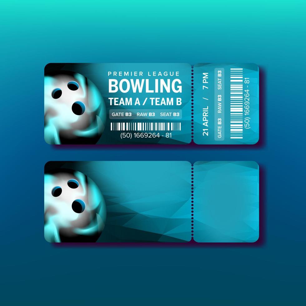 Ticket für die erste Liga des Bowlingspielvektors vektor