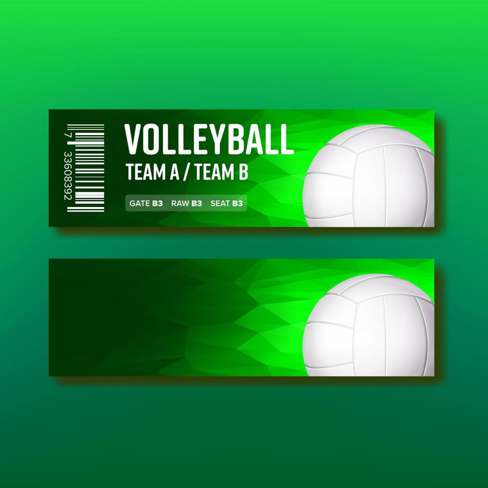 buntes ticket auf volleyballschablonenvektor vektor