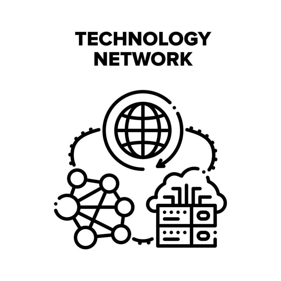 global teknologi nätverk vektor svart illustration