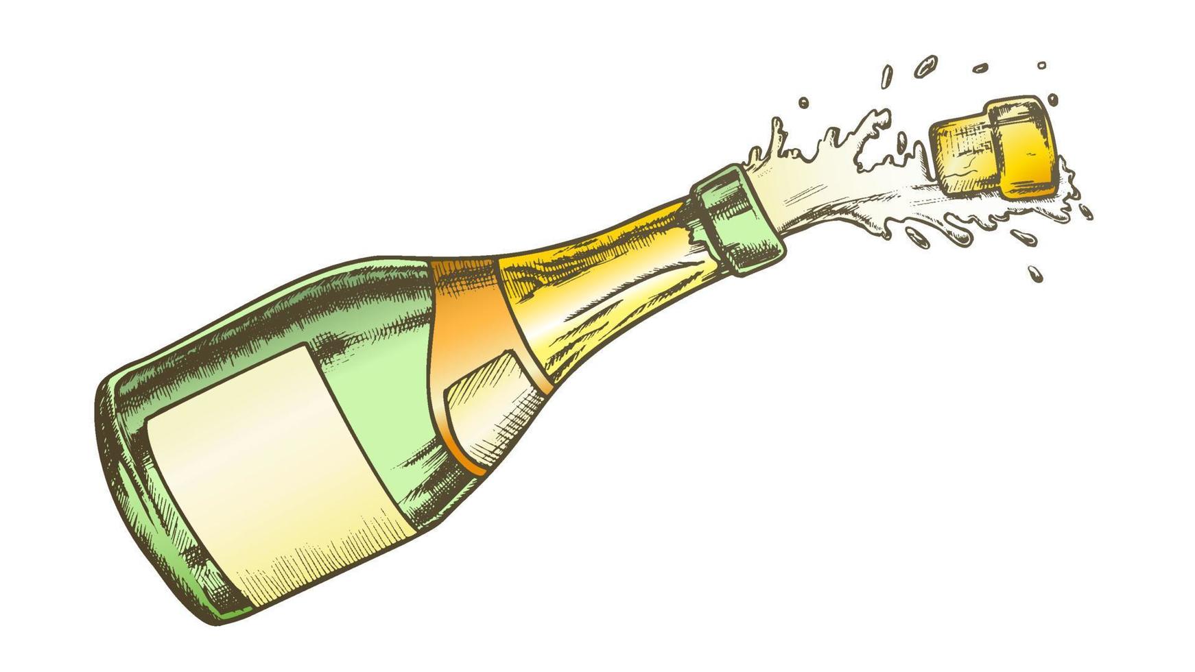 champagne tom märka glas flaska Färg vektor