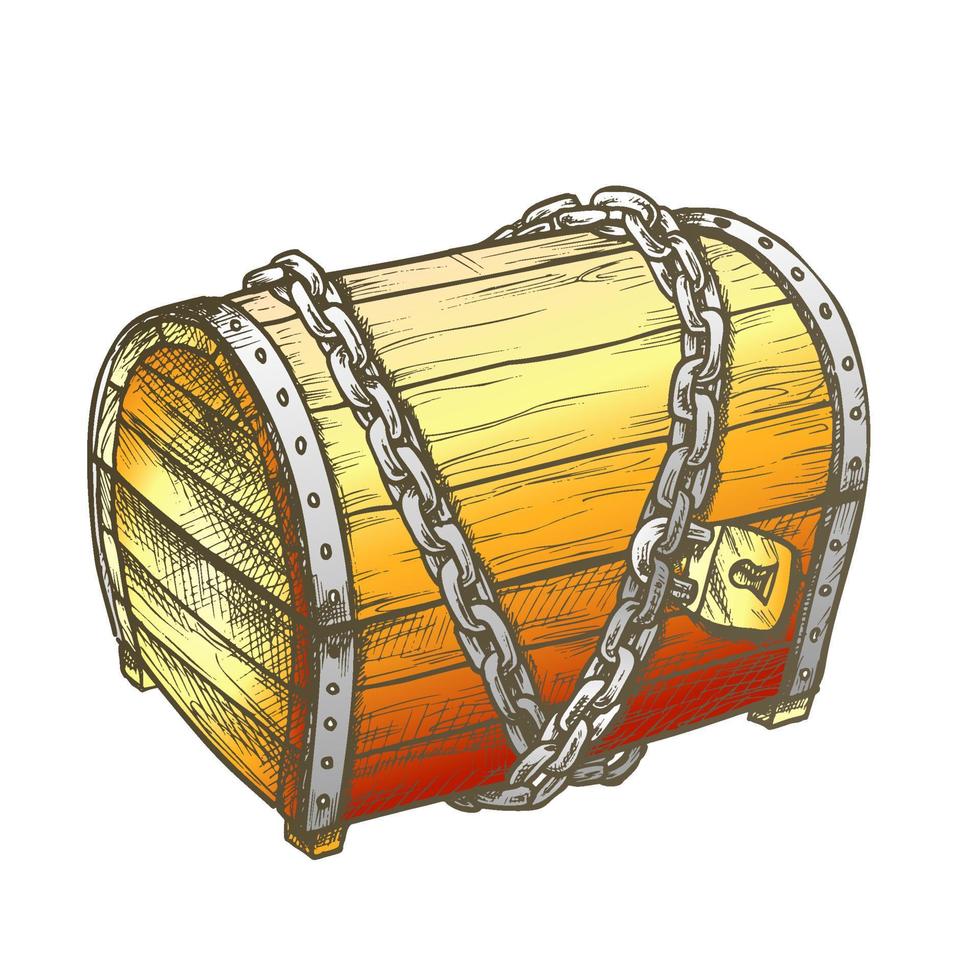 Schatzkiste mit Vorhängeschloss-Farbvektor vektor