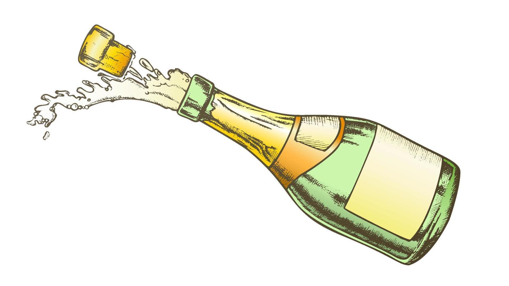 champagne festlig dryck glas flaska Färg vektor