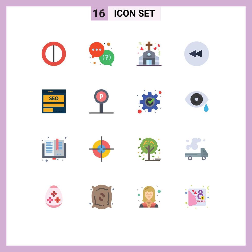 användare gränssnitt packa av 16 grundläggande platt färger av seo data äktenskap server spola tillbaka redigerbar packa av kreativ vektor design element